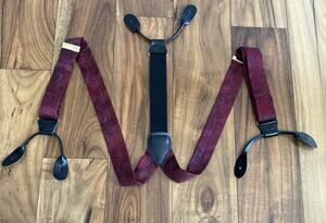Vtg Suspenders Made in England Silky Leather Braces Preppy Classic Timeless Prom